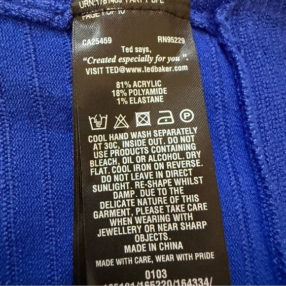 NWOT Ted Baker Zaralie Jacquard Royal Blue Fit Flare Sweater Dress sz 2 / US 6-8 - Picture 13 of 16